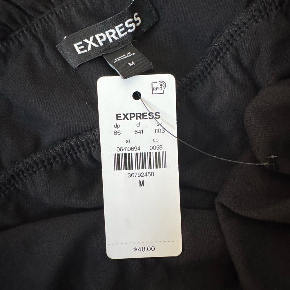 Black Ruffled One-Shoulder Top by Express - Picture 2 of 3